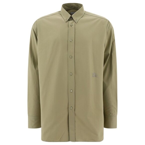 Burberry Men’s Logo-Embroidered Button-Up Cotton Shirt Hunter XL 8082303